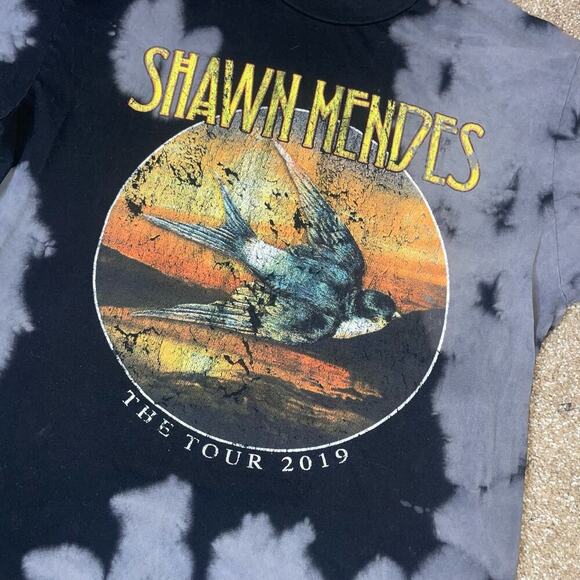 Shawn Mendes 2019 The Tour Concert T-Shirt Tye Dye black/gray SZ M - Picture 6 of 6